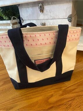 💗 NWT 💗 Vineyard Vines Pink Accent  Mini Canvas Tote Bag